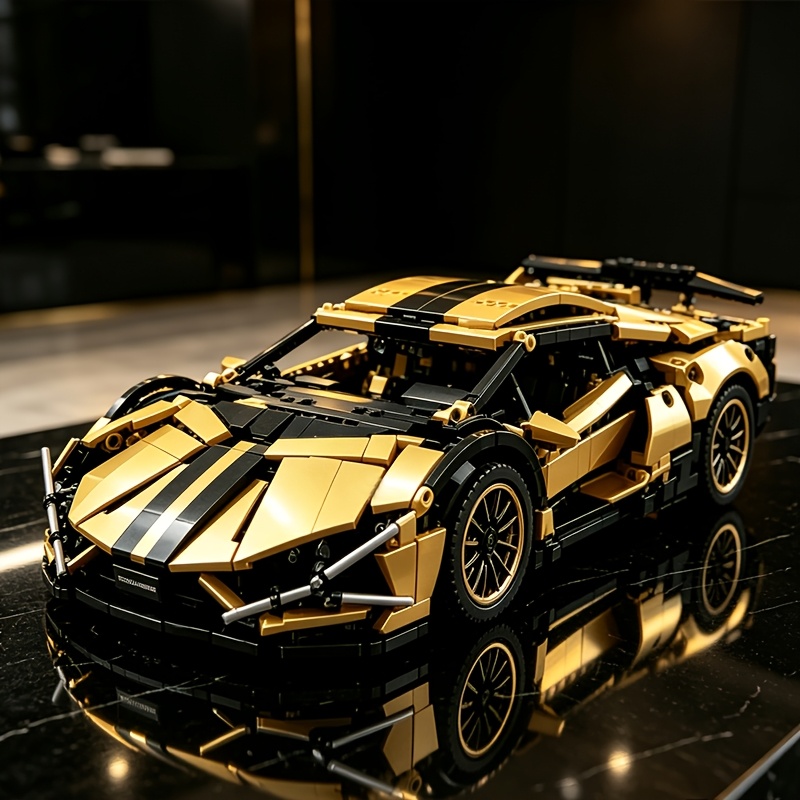 1:14 Golden Cool Supercar Race Car Building Block Toy